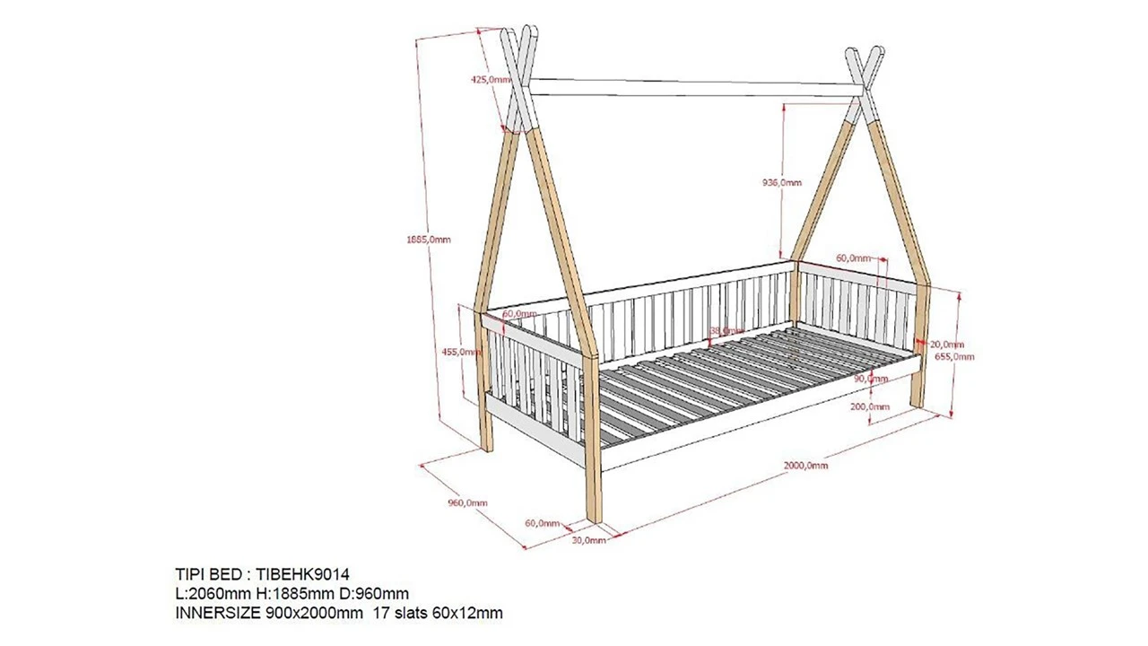 Bed Tipi Verhoogd 5 Bed Tipi Verhoogd - Afbeelding 5